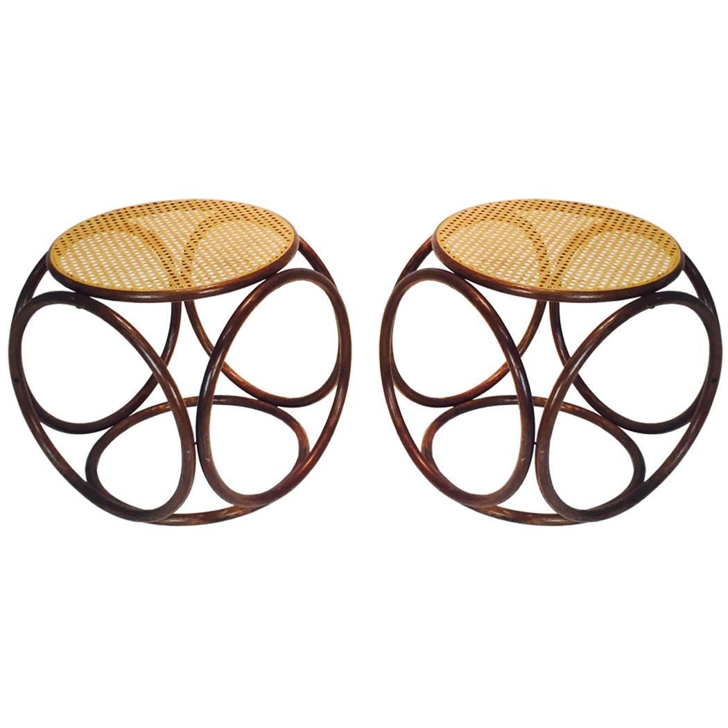 Pair of Bentwood Thonet Stools or Ottomans