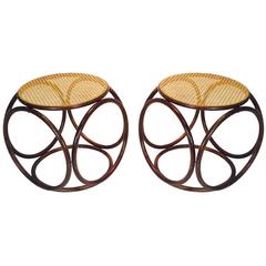 Pair of Bentwood Thonet Stools or Ottomans