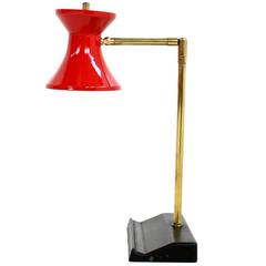 Beautiful Adjustable 1960s Diabolo Table Lamp Brass and Metal Mid-Century Modern
