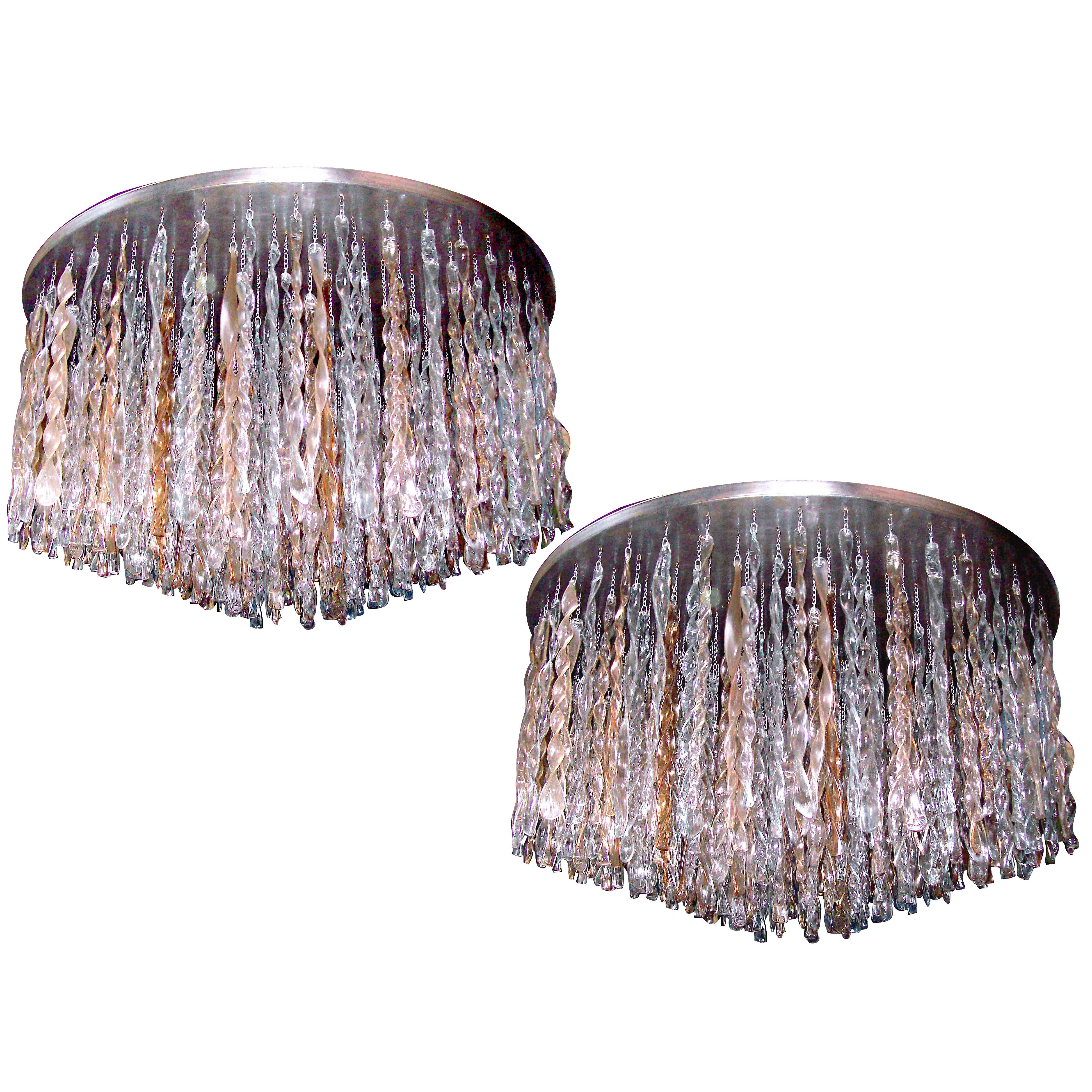 Pair of Large Moderne Light Fixture Chandeliers, Sold Individually For Sale