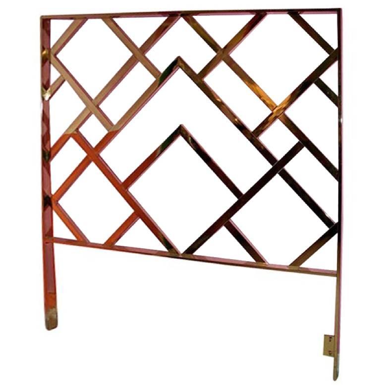 Milo Baughman Vintage King-Size Brass Chinese Chippendale DIA Headboard Bed