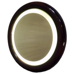 Round Backlit Mirror in Beechwood