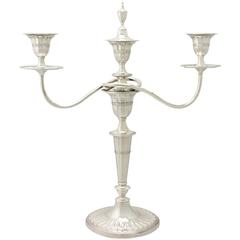 Sterling Silver Three-Light Candelabrum, Adams Style, Antique George V