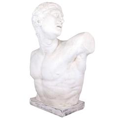 Gladiator Borghese Plaster Bust, Mid-20th Century