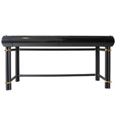 Lacquer and Metal Desk with Brass Detail