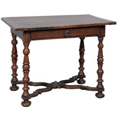 18th Century French Louis XIII Style Walnut Side Table with Drawer