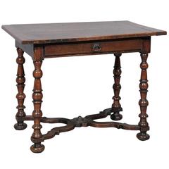 18th Century French Louis XIII Style Walnut Side Table with Drawer 1