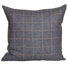 Vintage Blue Mustard Black Donegal Tweed Wool with Irish Linen Cushion Pillow