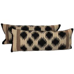 Pair of Geometric Navajo Indian Weaving Bolster Pillows