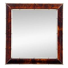 Antique Tortoise Mirror Having Bone Banding