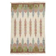 Unusual 1950s, Swedish Flat-Weave Wool Rug by Judith Johannson