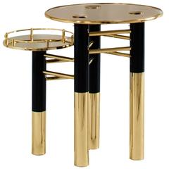 European Mid-Century Modern Ike Brass and Glass Gold Side Table
