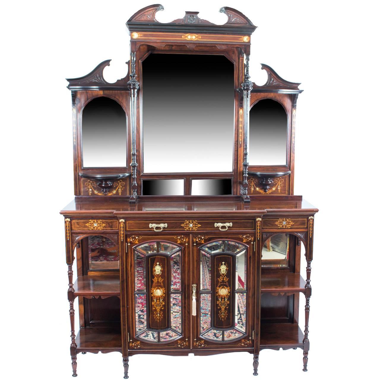 19th Century Edwardian Inlaid Rosewood Cabinet