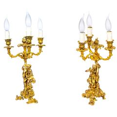 Antique Pair of Rococo Revival Ormolu Candelabra, circa 1860