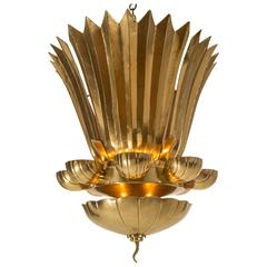 Lars Holmström, Monumental Swedish Hammered Brass Chandelier (2 of 2 Available) Lars Holmström, Monumental Swedish Hammered Brass Chandelier (2 of 2 Available)