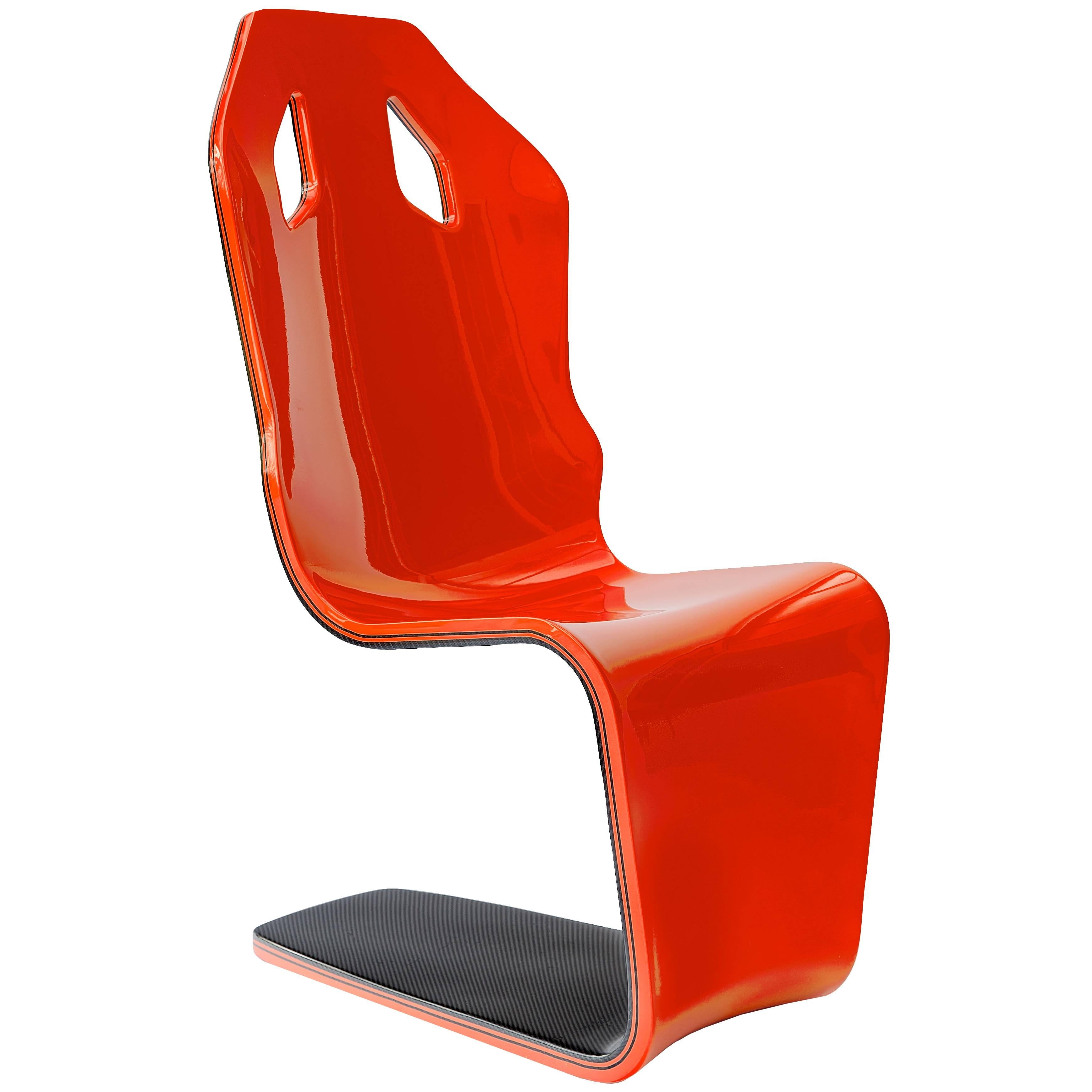 F1 Carbon Fiber Lounge One of a Kind Limited Edition in Rosso by Philip Caggiano For Sale