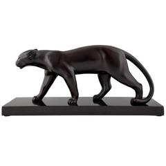 Vintage French Art Deco Bronze Panther Sculpture by Bracquemond, Etling Foundry, 1930