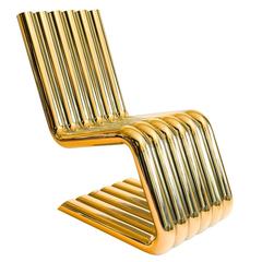 Xosted Lounge Chair One of a Kind 24-karat Gold-Plated over Stainless Steel