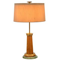 Fontana Arte, Rare Pearwood, Brass and Glass Table Lamp 10