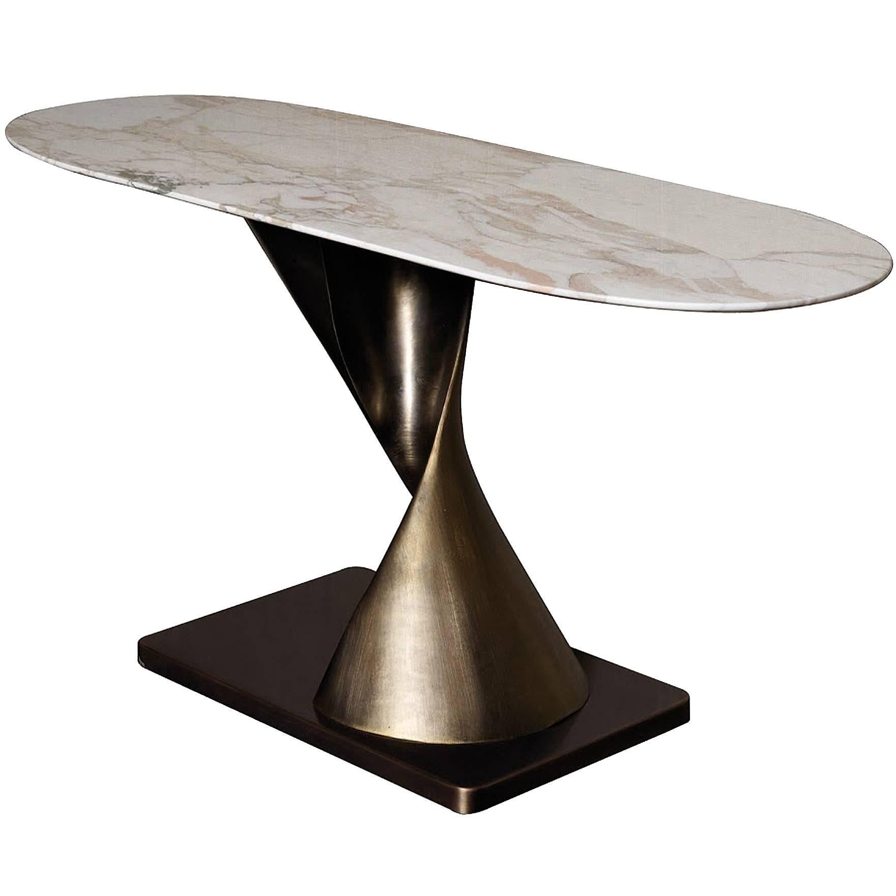 Eva Console Table with Bronze Base For Sale