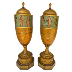 Pair of 19th Century Urns 'Japanned Tole and Copper'