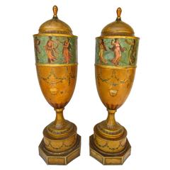 Pair of 19th Century Urns 'Japanned Tole and Copper'