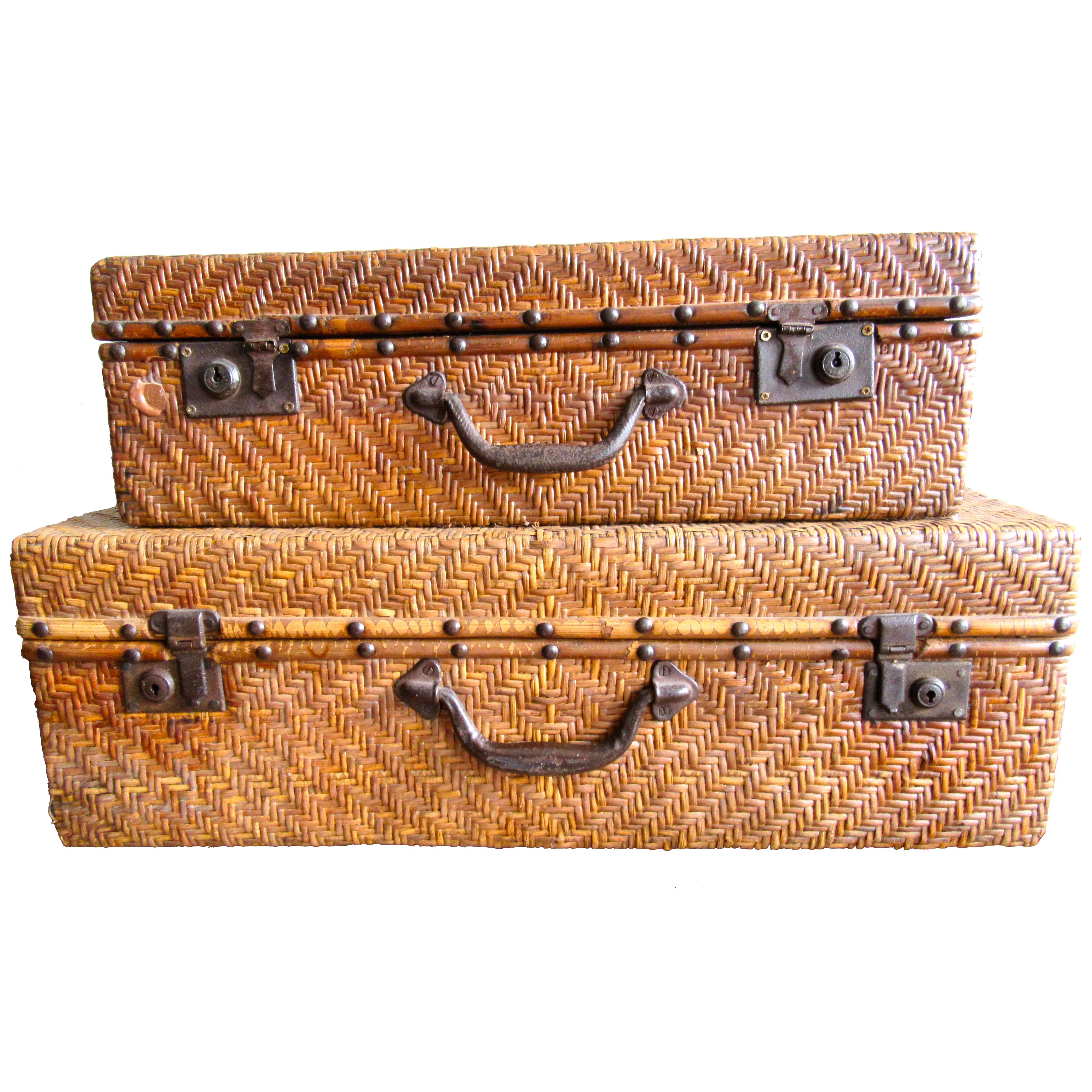 Vintage Chinese Rattan Luggage For Sale