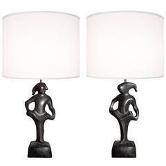 Pair of Black Abstract Figural Lamps by RIMA NY 3