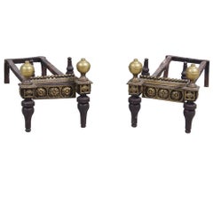 Pair of French Provincial Louis XVI Period Andirons with Neoclassical Design