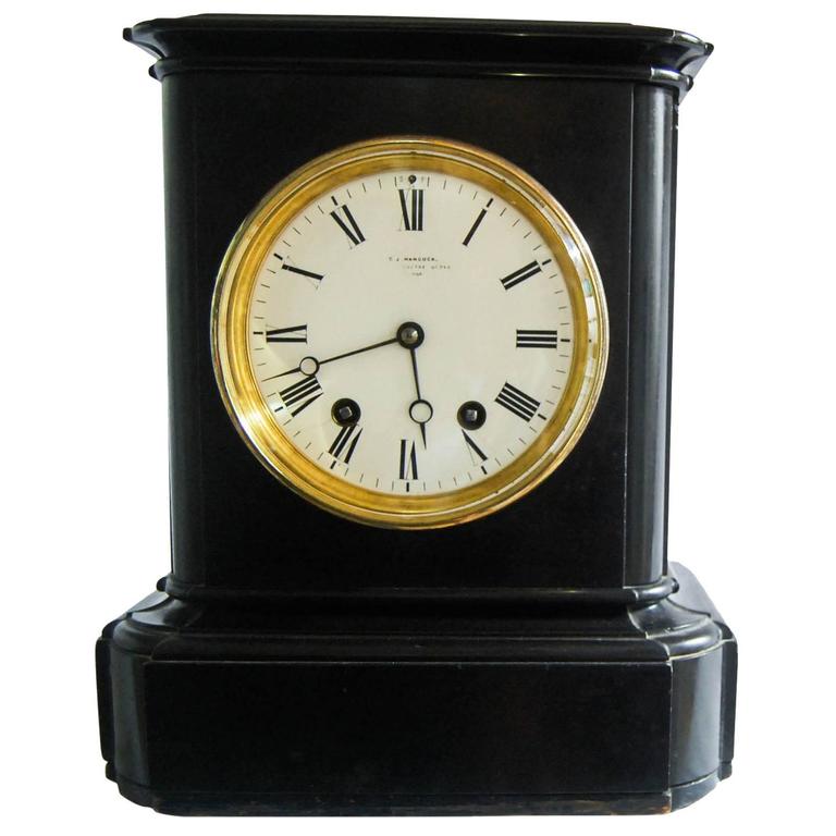 Large French Victorian Black Marble Clock at 1stDibs