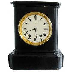 Antique Large French Victorian Black Marble Clock