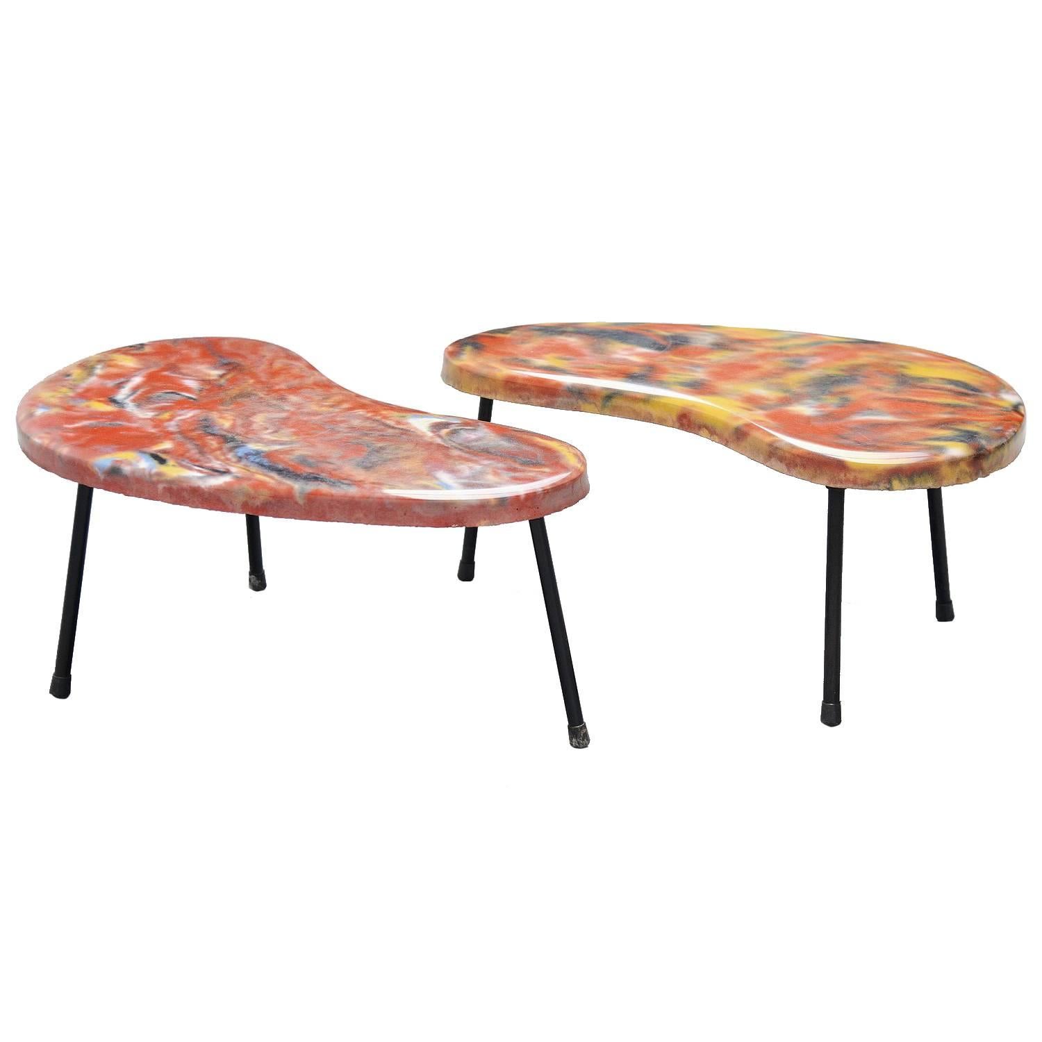 Pair of Kidney Shaped Tables, France, 1960
