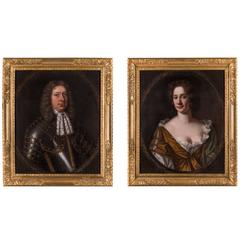 Pair of Lady and Gentleman Portraits, Oil on Canvas by Mary Beale