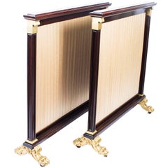 19th Century Pair of William IV Mahogany and Gilded Screens