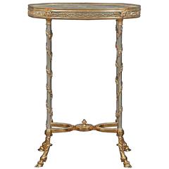 French 19th Century Louis XVI St. Silvered Bronze and Ormolu Oval Side Table