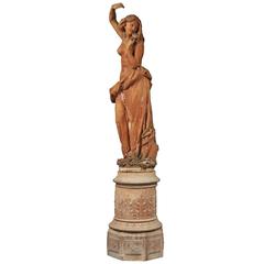 Monumental Italian 19th Century Terra Cotta Statue and Base 7