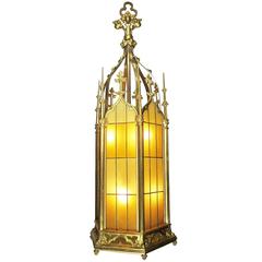 Set of Four Large French 19th-20th Century Gothic Style Gilt Bronze Lanterns 7