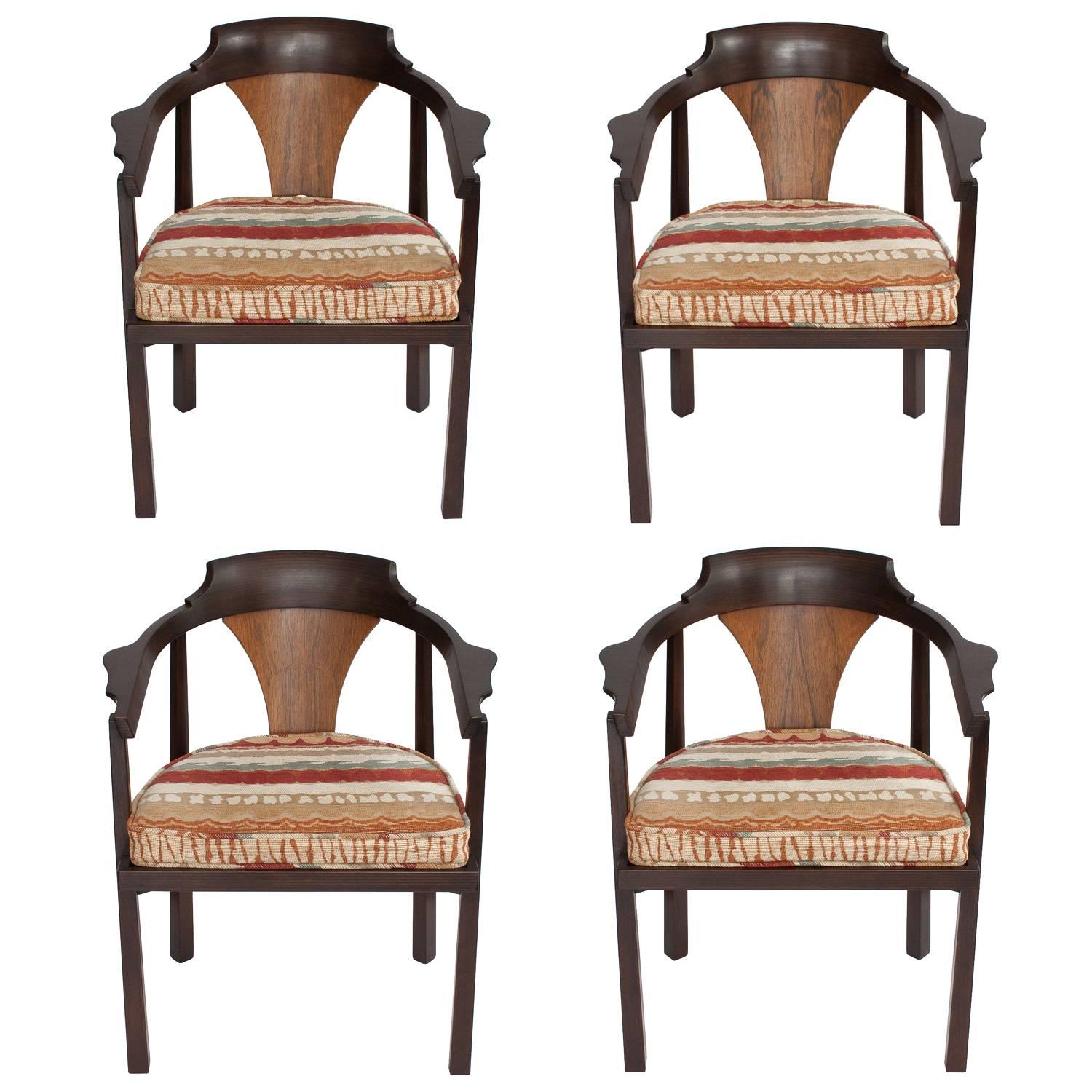Set of Four Horseshoe Armchairs by Edward Wormley for Dunbar