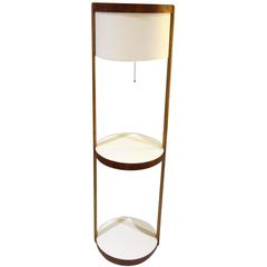 1960s American Modern Table Floor Lamp in Walnut and White Laminate