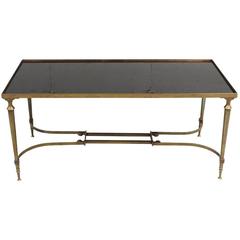 Hollywood Regency Jansen Style Patinated Brass Cocktail Table