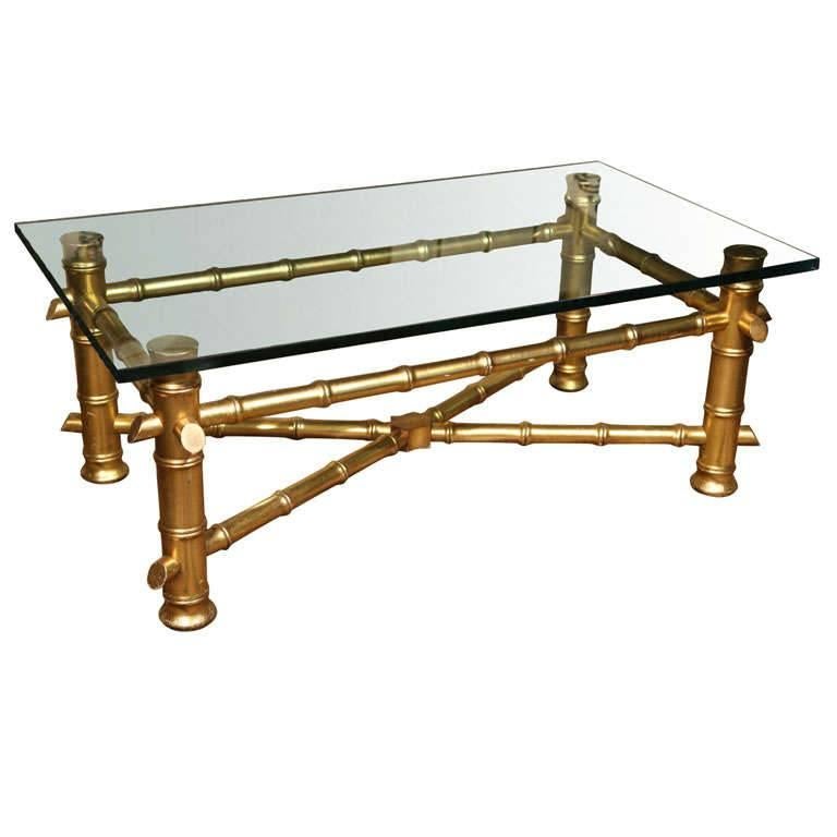 Gilt Faux Bamboo Coffee Table For Sale at 1stDibs