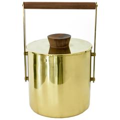 Italian Vintage Brass and Walnut Ice Bucket