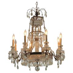 Vintage Tiered Bronze and Crystal Chandelier