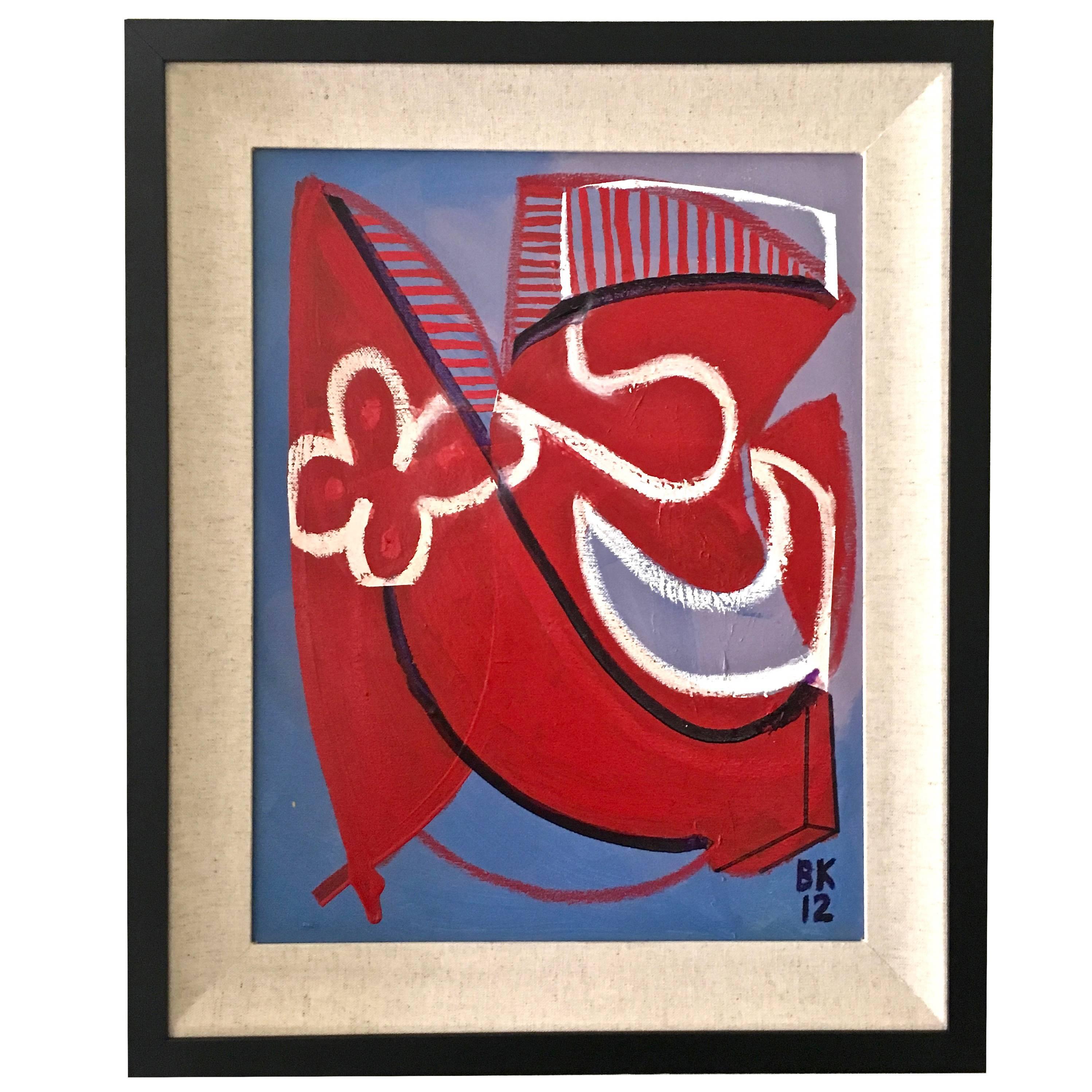 Mid-Century Style Abstract Painting, signed by Artist