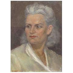 Portrait of a Russian Woman with Grey Hair by Alexander Burak, Dated 1946