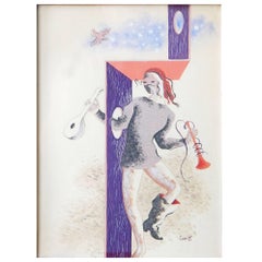 "Legacy, " Original Painting by Ivan Bartlett, Mid-Century Fabric Designer