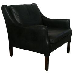 Pair of Vintage Danish Black Leather Armchair