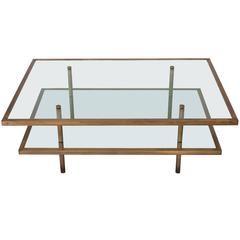French Bronze and Glass Two-Tier Coffee Table