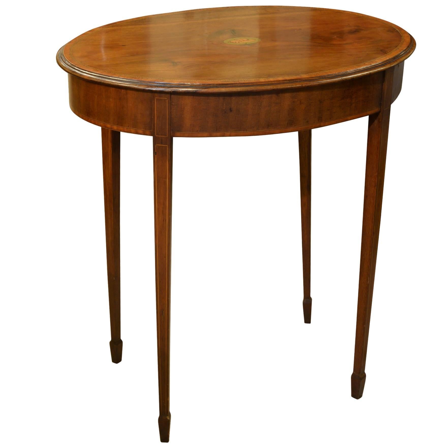 Edwardian Inlaid Oval Mahogany Occasional Table