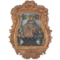 Antique 18th Century Polychromed Wax Portrait Relief